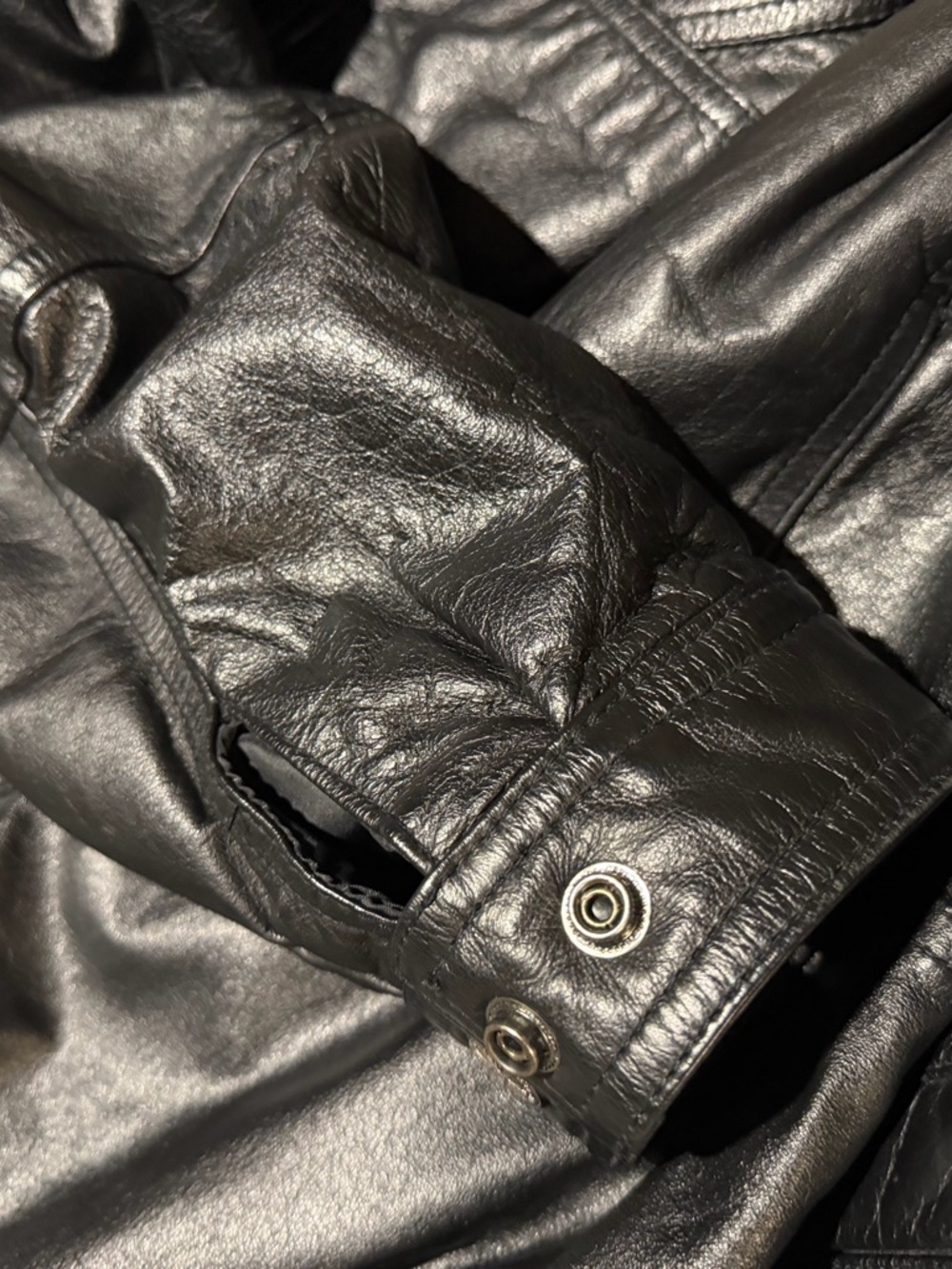 Vintage Wilsons Leather Black Cropped Leather Jacket XS Fits S/M Oversized 90s - Picture 8 of 14